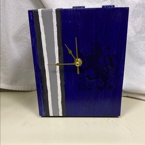 Mixed Media Blue and Silver Wall Decor Clock